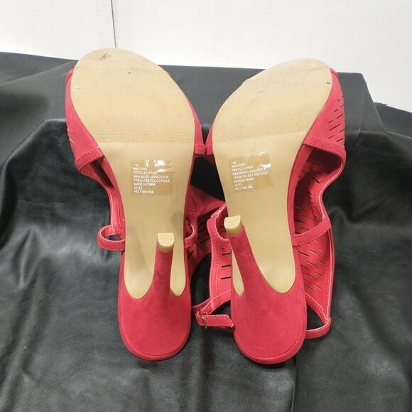 Material Girl Womens SZ 11 M Red Heels Regina Evening Slingback Sandals - Picture 8 of 11